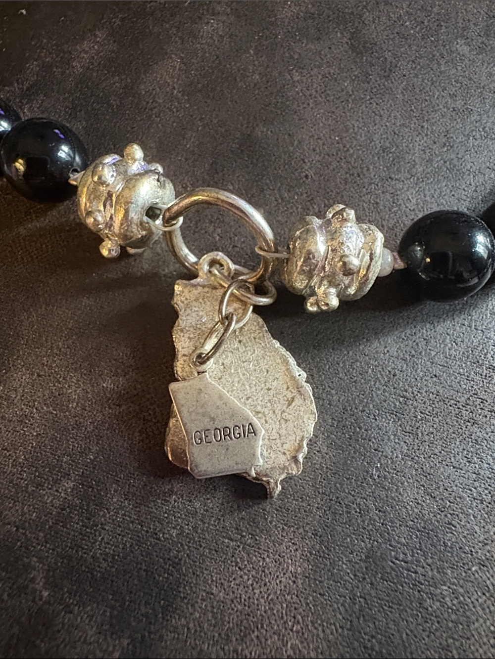 Sophisticated Black Beaded Necklace with Silver Charm - Picture 3 of 3